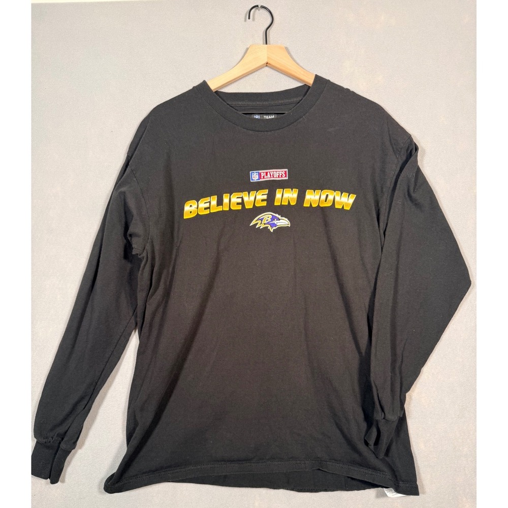 NFL Team Apparel Baltimore Ravens Believe In Now Black Long Sleeve‎ T-Shirt Mens